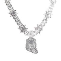 Modern Hiphop Pendant Necklace Clear Acrylic Necklace Acrylic Texture Suitable for Parties and Religious Gatherings