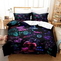 Cartoon Jinx Arcane League of Legends Bedding Set King Twin Double Boys Piece Mircofiber or Polyester Duvet Cover Set EU Single(135*200cm)3pcs black
