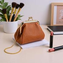 Vintage Change Purse PU Leather Wide Opening Tiny Wallet Jewelry   for Lipstick