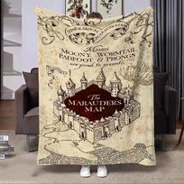 Soft Marauders-Map Throw Blankets, 3D Printed Flannel Blanket Living Room Sofa Camping Picnic Travel Warm Blanket Holiday Gifts 75x90cm