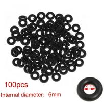 100PCS/Set Fishing Tool Plumbing Metric Kit O-Rings Assortment Set Black Rubber Seal Gasket ID - 6mm