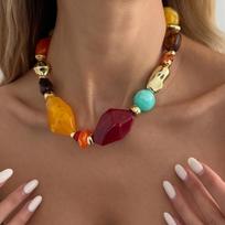 Ingemark Bohemian Colorful Acrylic Big Beads Choker Necklace Women Luxury Chunky Irregular Adjustable Clavicle Chain 2026 New