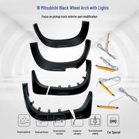 Mitsubishi 2019 L200 Fender Flares with Lights – Black, Anti-Scratch, Wide Body Off-road Mudguards. Yes juoda