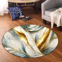 Golden Luxury Round Carpet Decoration Home Living Room Rugs Modern Abstract Carpets for Rooms Soft Non-slip Bedroom Mat Bedside 60cm