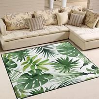 Living Room Black Gold Tropical Leaf Rug Home Non-slip  Kitchen Corridor Entrance Mat 40x60cm