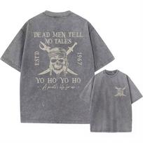 Išplautas trumpomis rankovėmis Piratai iš Karibų Jūros Mirę vyrai pasakojimų nepasakoja Marškinėliai Oversize Knygiški Marškinėliai Y2k Unisex Viršutinė dalis Streetwear M gray