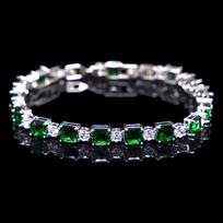 Fashion Bracelet Women's Square Round Fairy Wind Non-fading Natural Zircon Geometric Modeling Bracelet 21.5cm žalia