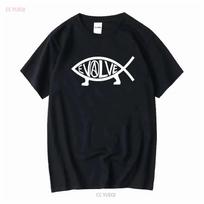 Evolve Athiest T shirt tee Evolution Fish Darwin Theory vintage Washed designer clothes streetwear Top For Everyday Wear Unisex S įvairiaspalvis