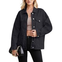 Women's Denim Jacket Retro Casual Vintage for Everyday Wear L juoda
