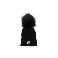 Moncler Logo Pom Pom Knit Hat Kids hats Black I29543B0001804S01999 L black