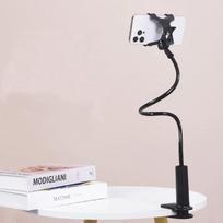 Lazy Bedside Stalinis mobiliojo telefono spaustukas Lankstus ilgos rankos žąsies kaklelis Tinginio asmens laikiklis su rankena virš galvos tiesioginis laikiklis juoda