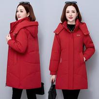 Down jacket women's mid-length winter new fashion Korean style loose thickened white duck down jacket off-season M