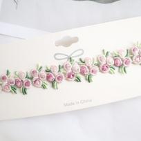 Mori Girl Peach Pink Lace Embroidered Flower Choker Necklace for Women