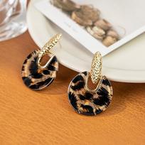 Exaggerated Vintage Acrylic Resin Earrings for Women Leopard Print Round Drop Earrings Jewelry KTY leopardas