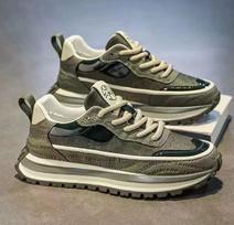 New breathable leather sports shoes for men in spring, versatile thick-soled casual shoes for men H715 39 armijos žalia spalva
