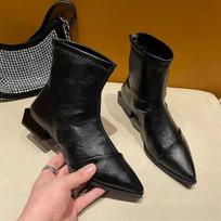 French Pointed Toe Short Boots Women's Autumn Winter New Style Chelsea Bare Boots Commuter Versatile Thin Boot EVA Insole Rubber 35 juoda