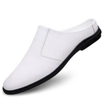 Men Summer Office Half Drag Business Shoes Genuine Leather Work Antiskid Walking Sandal New Designer Soft Bottom Breathable Shoe 37 balta