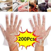200 vnt. vienkartinės pirštinės, plastikinės pirštinės, skaidrios, ekologiškos valymo pirštinės, skirtos „pasidaryk pats“, maisto gaminimui, virtuvės reikmenys 200pcs