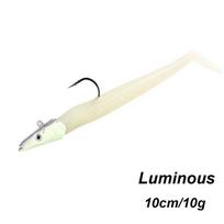 Swim Silicone Luminous Worm Barbed Hook Artificial Soft Bait Lead Jig Head Fish Eel Lure Luminous - 10g