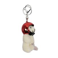 Helmeted Bear Keyrings Backpack Decoration Bear Bag Charm Gift for Fashion Lover raudona