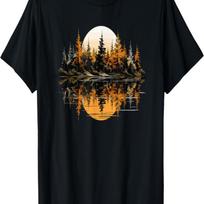 Nature Reflection Forest Trees Outdoor Wildlife T-Shirt(15) S juoda