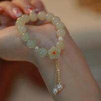 The Begonia remains*Natural Hetian jade bracelet, vintage style, a luxurious gift for mom that enhances complexion Bracelet gray
