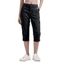 Womens Cargo Capris With 6 Pockets Lightweight Quick Dry Outdoor Travel Casual Comfy Summer Pants XXL juoda