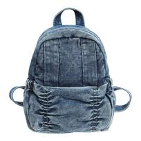 Denim Backpack Student Schoolbag Women Small Backpack mėlyna