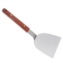 Flipper Stainless Steel Barbecue Spatula Wide Blade Wooden Handle Pancake Turner Nonstick 120mm Teppanyaki Spatula Griddle šviesiai pilka spalva