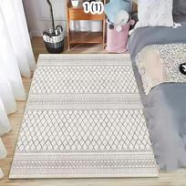 Minimalist Ethnic Stripe Area Rug Fresh Light Tone Carpet for Living Room Bedroom Washable Gentle Decorative Floor Mat 50X80CM
