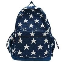 Korean Style Grey Stripes Backpack Lightweight Multi-pocket Star Printing Backpack Commuting Adjustable Straps