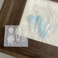 3D Rose Ice Flower Silicone Nail Carving Mold Sweet Flower Nail Templates Diy Nail Art Decoration Manicure Design Tools