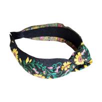 Embroidered Flower Headbands Wide Knotted Hairband for Girls and Women Great for Carnivals Party and Family Gatherings
