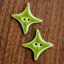 Square Star Ceramic Buttons - Handmade Designer Clothing Accessories