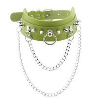 European-American Punk Gothic Rivet Leather Choker Necklace mėlyna