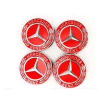 4x Mercedes Benz Ratlankių Centriniai Dangteliai Žvaigždės Logotipo Emblema 75MM RAUDONI Ratlankių Dangteliai