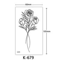 Mini vandeniui atsparūs tatuiruotės lipdukai: Anglų raidžių, gėlių ir drugelių eskizai 60x105mm