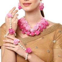 Jewellery Set for Women Floret Gota Patti Necklace, Earrings, Bracelet & Maang Tika for Women & Girls