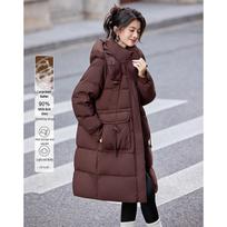 Fleeting Time Women's Elegant Hooded Mid-Length Down Jacket 255619Y1 M raudona