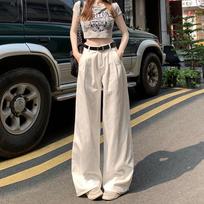 2025 Autumn Women's High-Waisted White Wide-Leg Jeans: Slimming, Loose, Pleated Straight-Leg Fit Extra Small balta