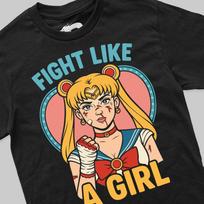 Fight like a girl Parodie Sailor Moon T-Shirt Frauen Kinder Geschenk Anime Fans M