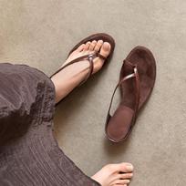 Sheepskin version~ Korean set-toed small slope heel sandals for women's 2025 summer new beach open-toed cool slippers for outer wear 35 ruda