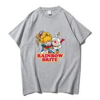 Rainbow Brite T-shirts Cartoon Print Cute Vintage Tee-shirt For Spring/Summer Pure Cotton Round Neck Women Tshirt Camisetas Tops S