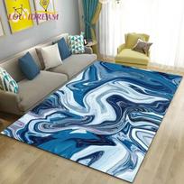 Colour Blue Gold White Marble Area Rug Large Carpet Rug for Living Room Bedroom Sofa Doormat Decoration Kids Non-slip Floor Mat 40x60cm