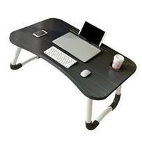 Folding Laptop Desk Black Folding Laptop Bed Table Foldable Lazy Table with Cup Slot for Dormitory Student Children