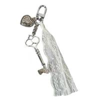 Unique Lace Tassels Keychain Love Heart Shaped Key Bag Pendant Versatile Keys Accessory for Trendy Everyday Use balta