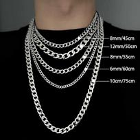 Titanium Steel Cuban Chain Necklace: Trendy Thick Stainless Steel Hip Hop Style for Men & Women, Plain, No Pendant. 45cm