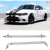 2PCS Front Bumper Lip Splitter Strut Rod 8''-11'' Adjustable Splitter Silver