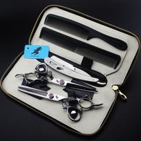 Pink Brick Bright Dragon Handle, Classic Hair Scissors Set, Flat Scissors, Thin Scissors, Free Comb Scraper Barber. Pink brick dragon 6.0inch set