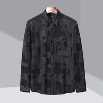 Men's Patchwork Denim Long Sleeve Shirt - Oversized Casual Button Down with Pocket M juoda